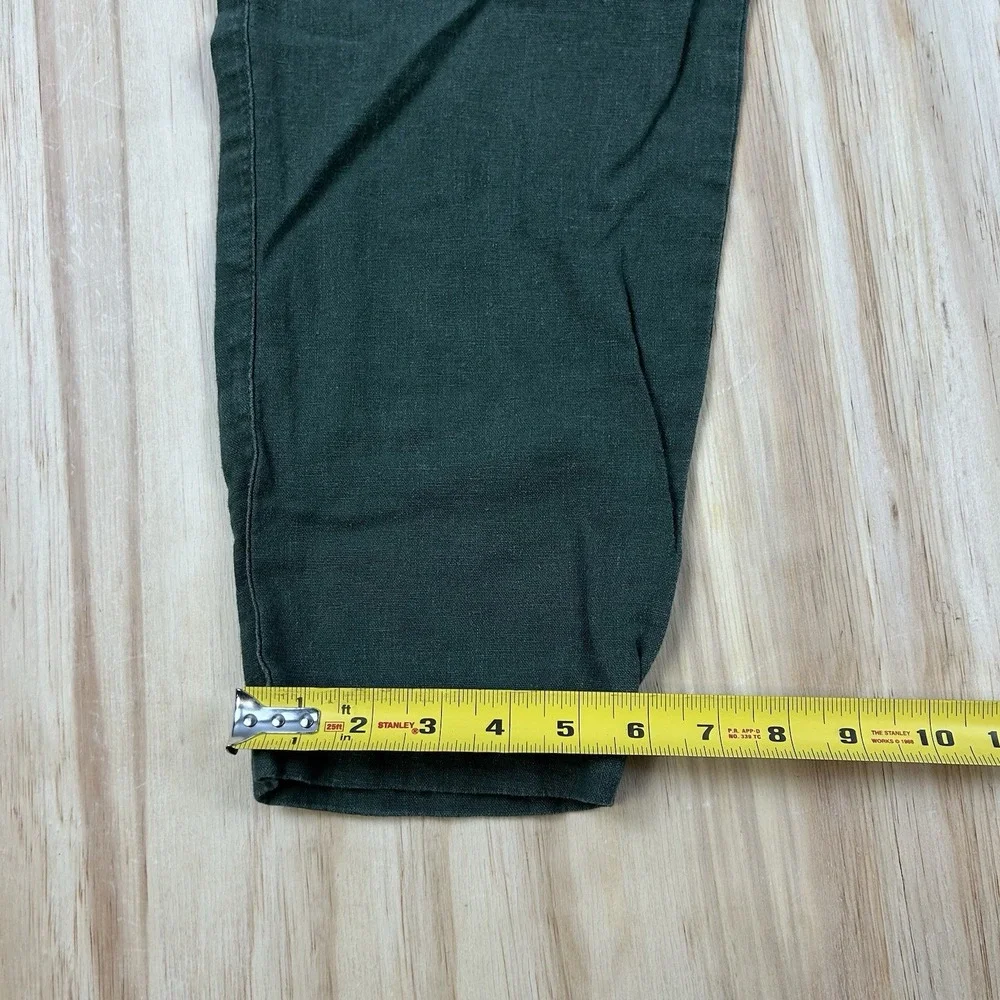 Old Navy Women's Medium Green Cropped Tapered Linen Blend Pants Casual Summer